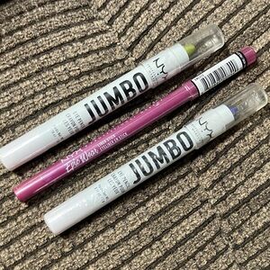 NYX Jumbo Eye Crayon in “Donut” and “Matcha”, Epic Wear Liner in “Magenta Shock”